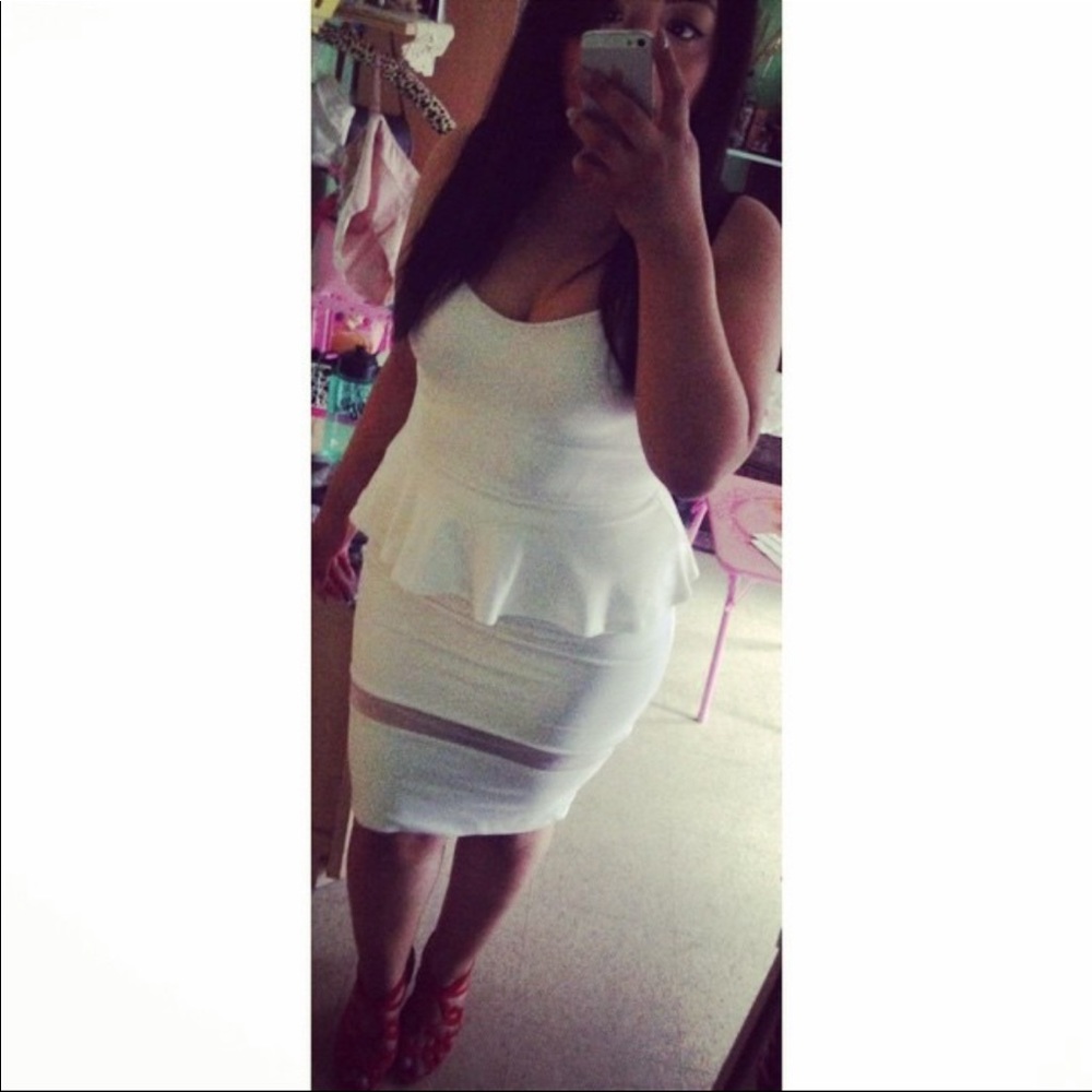 ZARA WHITE MESH PENCIL SKIRT SIZE L